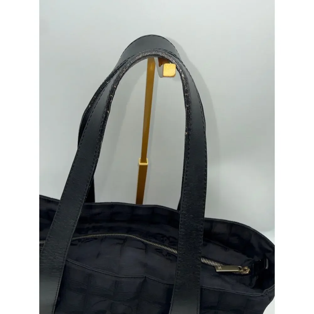 Chanel New Travel Line GM Tote Navy Blue CC Jacquard Bag Rare 8262233